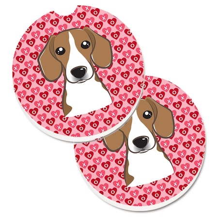 Carolines Treasures Beagle Hearts Cup Holder Car Coasters - Set of 2 BB5309CARC